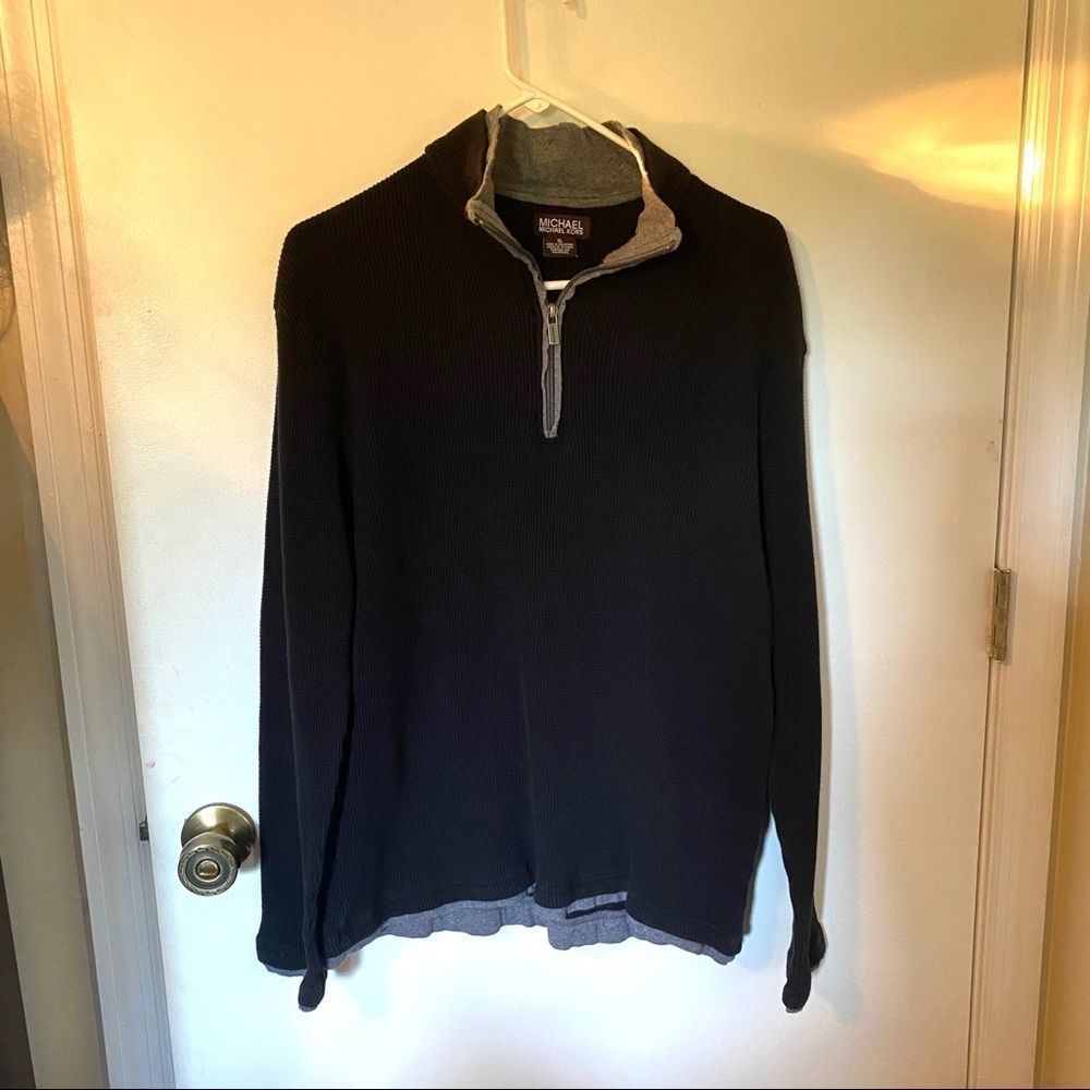 MICHAEL Michael Kors Black 1/4 Zip Sweater XL